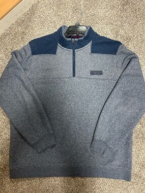 Vineyard Vines Men's Heathered Navy Quarter-Zip Pullover